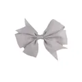 Light grey grosgrain ribbon bow hair clip for babies with stylish V-shaped design - Gray