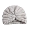 Turbante de punto blanco crema para bebé con diseño de nudo cruzado muy suave - Beige