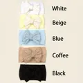 Lot de 5 bandeaux bébé en nylon souple avec grands nœuds en dentelle aux tons neutres - 4 Couleurs Mélangées