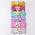 Set of six colorful knitted baby headbands with 3D floral accents for infants - Assorted Colors