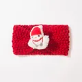 Dettaglio fascia per neonati in maglia rossa con simpatico pupazzo di neve - Stile Pupazzo di Neve Rosso