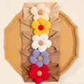 5-piece baby flower headbands set featuring elastic nylon and textured fabric petals - Coffee Series Combined Collection / 5 Pieces / Coffee Series