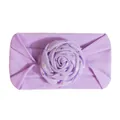 Soft purple nylon baby headband with stretchy fabric and star print rose decoration - Purple