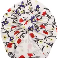 Detailansicht der geblümten Baby-Turban-Mütze mit weichem Donut-Knoten-Design - Pastoral Rot Gelb Lila (F)