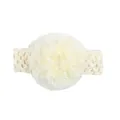 Weiches elfenbeinfarbenes Baby-Spitzenstirnband mit elastischem Blumenmuster und Blume - Beige