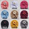 Collection de turbans pour bébé en tissu gaufre avec fleurs 3D en 9 coloris variés - Mixte 9 Couleurs