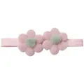 Rosa elastisches Baby-Stirnband mit zwei weichen Plüschblumen für süße Säuglingsfrisuren - Rosa
