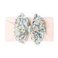 Détail du bandeau élastique pour bébé avec ruban rose et nœud papillon à motif floral doux - Rose Clair