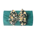Détail du bandeau élastique pour bébé sarcelle avec nœud imprimé marguerite sur blanc - Vert Herbe Foncé