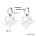 Herz-Perlenohrringe aus Silber-Edelstahl mit antiallergenen Creolen für Damen - Silber Creolen Herz Imitationsperle (EA59030AS)