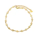 Elegant gold flower stainless steel anklet with lobster clasp and heart charm - Flower Gold (AN122001G)
