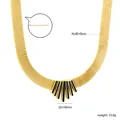 Goldene Netzkette mit schwarzen Staban hängern und 18k Edelstahl-Finish - Schwarze Balken-Halskette (NE2E110BG)