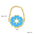Creative gold-plated chain ring with light blue enamel flower pendant size 15mm - Sky Blue Floral Style (RI1568K6-9G)