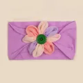 Fascia elastica in nylon per neonati con fiore viola e bottone verde - Viola