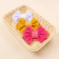Set di tre fasce per neonati con fiocchi in tessuto waffle in bianco, giallo e rosa - Bianco, Senape, Rosa Rosso