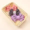 Set di 3 fasce per neonati in nylon con grandi fiocchi trama a nido d'ape colorati - Rosa Antico, Grigio, Viola