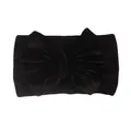 Solid black velvet baby headband featuring a large bow knot for infants and toddlers - Black