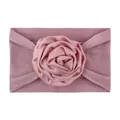 Soft nylon baby headband with a large dusty rose ribbon flower and elastic wide band - Taro Purple