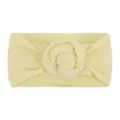 Dettaglio della fascia per neonati in nylon a coste morbide con nodo a ciambella giallo - Beige