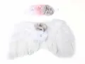 Détail de l'ensemble ailes d'ange pour bébé avec fleurs en mousseline et strass - Blanc