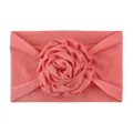 Pink nylon baby headband with a large handmade fabric flower for newborns and infants - Dust Rose