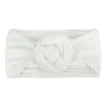 Fascia neonato bianca in nylon con trama a coste e morbido fiore a nodo - Bianco