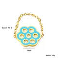 Gold-plated chain ring featuring a blue enamel flower charm, available in sizes 6 to 9 - US 6 / Blue Hollow Floral Style (RI1567K6-9G)