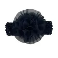 Détail d'une fleur en mousseline noire sur un bandeau extensible au crochet pour bébé - Noir