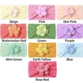 Grille de dix bandeaux bébé colorés avec textures de fleurs tricotées en nylon doux - 10 Couleurs Mélangées