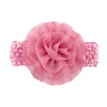 Dettaglio del fiore in chiffon rosa acceso su fascia elastica per neonati - Malva Scuro