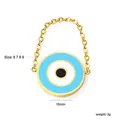 Size 6-9 gold stainless steel chain ring with blue evil eye pendant and enamel finish - US 6 / Round Evil Eye Style (RI1571K6-9G)
