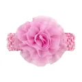 Dettaglio del fiore in chiffon rosa e trama all'uncinetto sulla fascia per neonati - Rosa