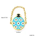 Golden stainless steel ladybug ring with blue enamel and evil eye details, size 13x18mm - US 6 / Light Blue Evil Eye Ladybug Style (RI1573K6-9G)