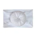 White nylon jacquard baby headband with soft donut flower bow for infants - White