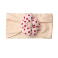 Cute baby headband with red polka dot flower decoration on soft beige elastic fabric - Flesh Pink
