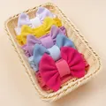 Detailed waffle texture and elastic nylon band of colorful baby bow headbands - White, Bright Yellow, Purple, Blue, Rose Red