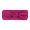 Dettaglio della fascia per neonati in maglia fucsia con design a nodo centrale - viola-rosso