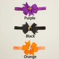 Lot de bandeaux bébé Halloween avec motifs nœuds citrouille, chauve-souris et fantôme - Couleurs Mélangées