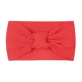 Detail of red knotted nylon headband for babies showing elastic fabric texture and twist - Red