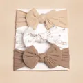 3-teiliges Baby-Stirnband-Set mit weichen Schleifen in Uni und Floral für Säuglinge - Hellkaffee & Dunkelkaffee (Keine Karte)