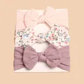 Detail von 3er-Pack Baby Stirnbänder mit großen Schleifen und weichen Stricktexturen - Hellrosa & Taro Lila (Keine Karte)