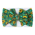 Fascia per neonati elastica in tessuto verde scuro con fiocco a motivi di girasoli gialli - Girasole Verde (A)