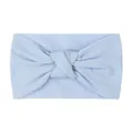 Close-up of light blue knotted baby headband made of soft nylon fabric texture - Light Purple