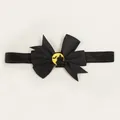 Halloween baby headband featuring black grosgrain ribbon bow and bat castle charms - Black Bat Castle Style / Black
