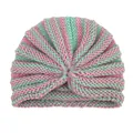 Dettaglio del cappello a turbante per neonati a righe rosa e verde menta con nodo - Verde menta