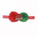 Christmas baby headband with red green chiffon flowers and rhinestone Santa hat detail - Christmas Hat Style (B)