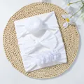 Lot de 3 bandeaux blancs pour bébé avec nœuds et fleurs en maille gaufrée extensible - Lot de 3 / Blanc