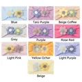 Set of 10 colors nylon baby headbands with soft plush flower decorations on white background - Mixed 10 Colors (NZ-24069)