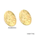 Exaggerated golden hammered texture oval earrings for women in a minimalist shield design - Large Oval Hammered Style (EA5C1410G)