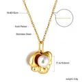 Detalle del collar de flor de perla bañada en oro de 18k con medidas y peso específicos - Estilo Colgante de Perla Envuelto en Flores (NE2A130AG)